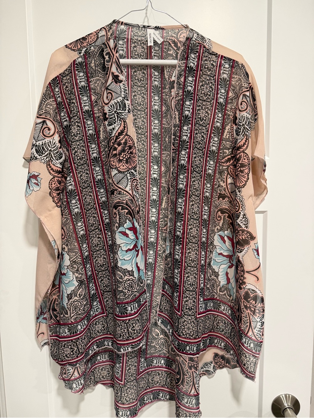 Live 4 Truth Paisley Floral Kimono Ruana Duster S Boho Pink Black